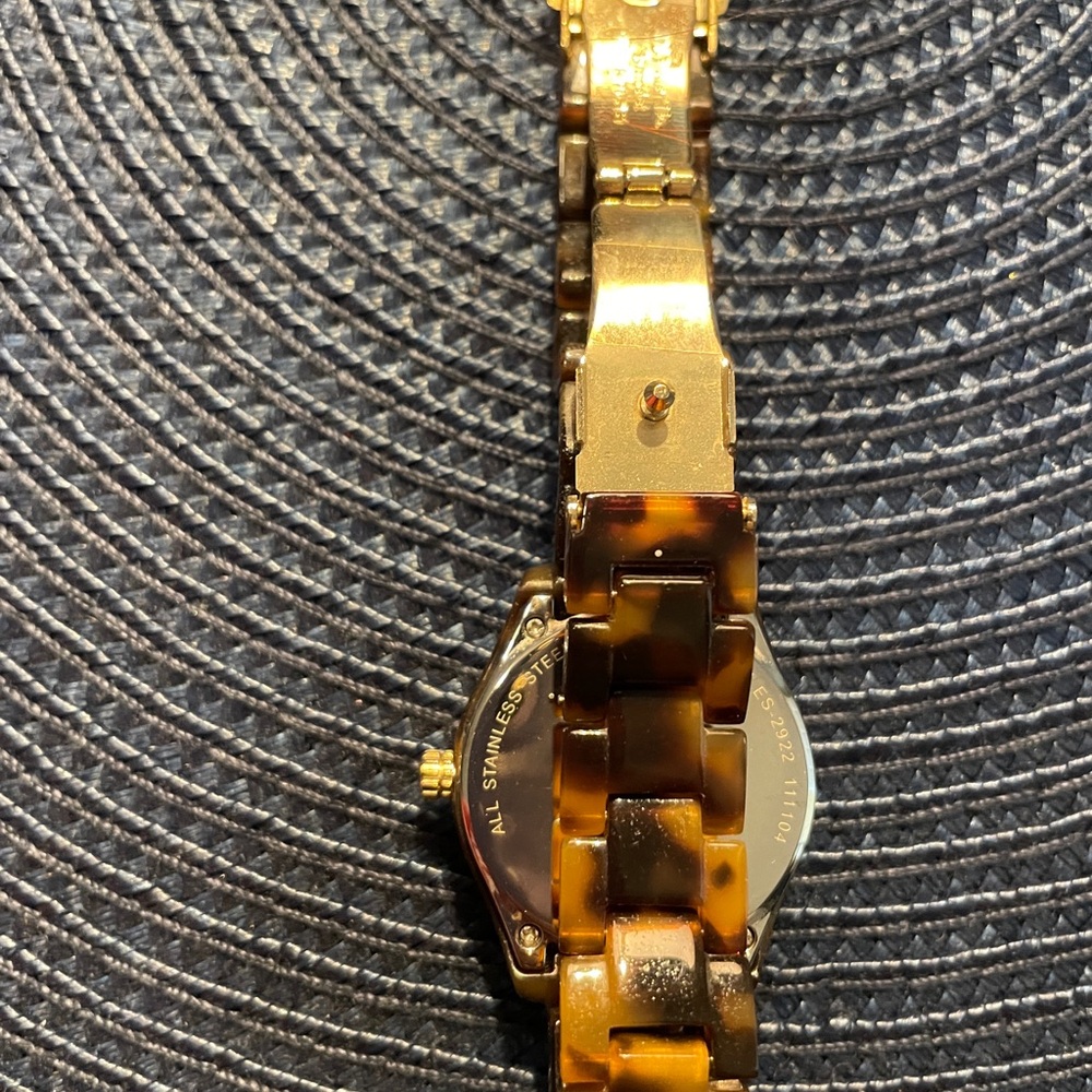 Fossil Amber Tortoise Shell Watch With Gold Accen… - image 5